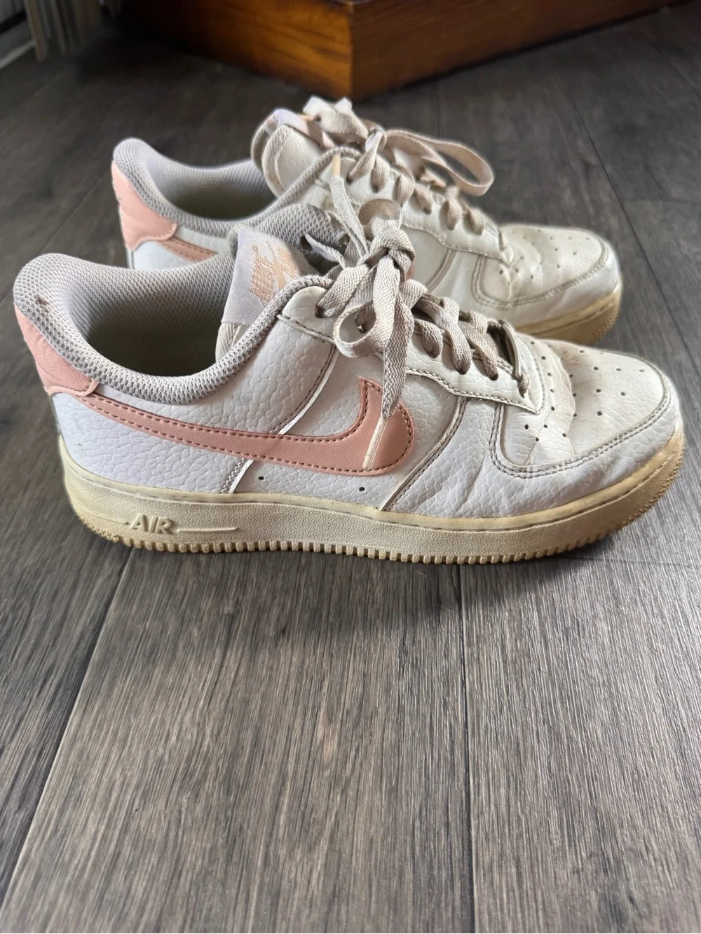 Nike Air Force 1 Low - Cream with Pinkish Rose Swoosh